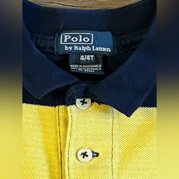 Vintage Polo Ralph Lauren Toddler  Rugby Shirt Cotton Striped Orange Blue 4 F23 - Picture 4 of 4